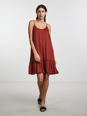 PIECES فستان صيفي 'Laura' بلون أحمر
