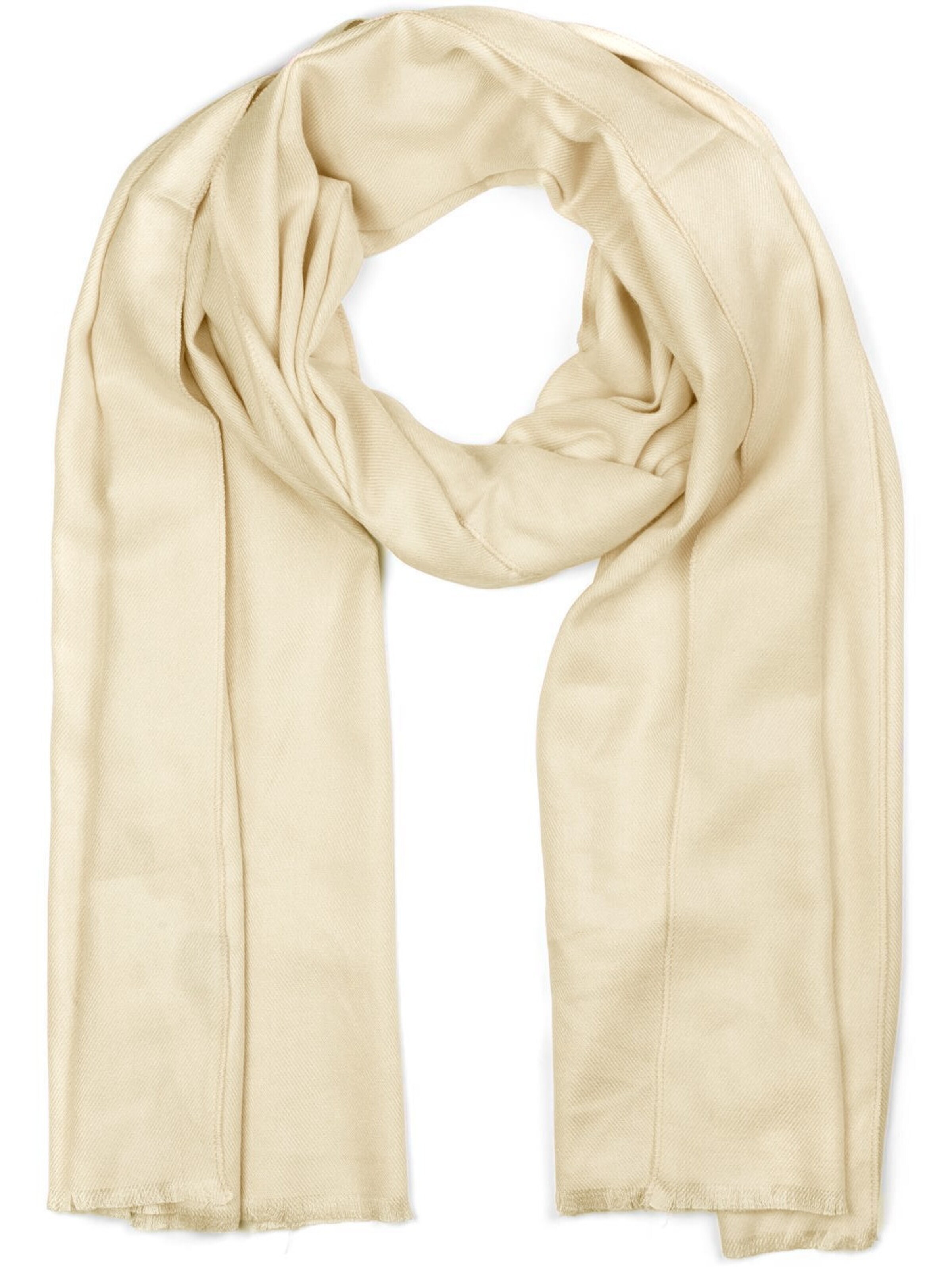styleBREAKER Schal 'Unifarbener Schal mit Fransen'‌ in Beige: Vorderseite