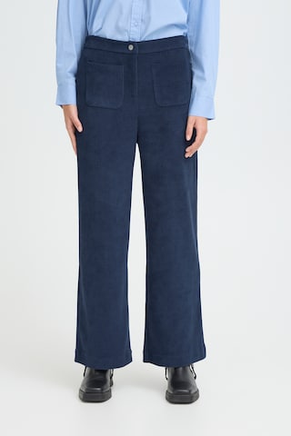 ICHI Wide leg Trousers 'KATE' in Blue: front