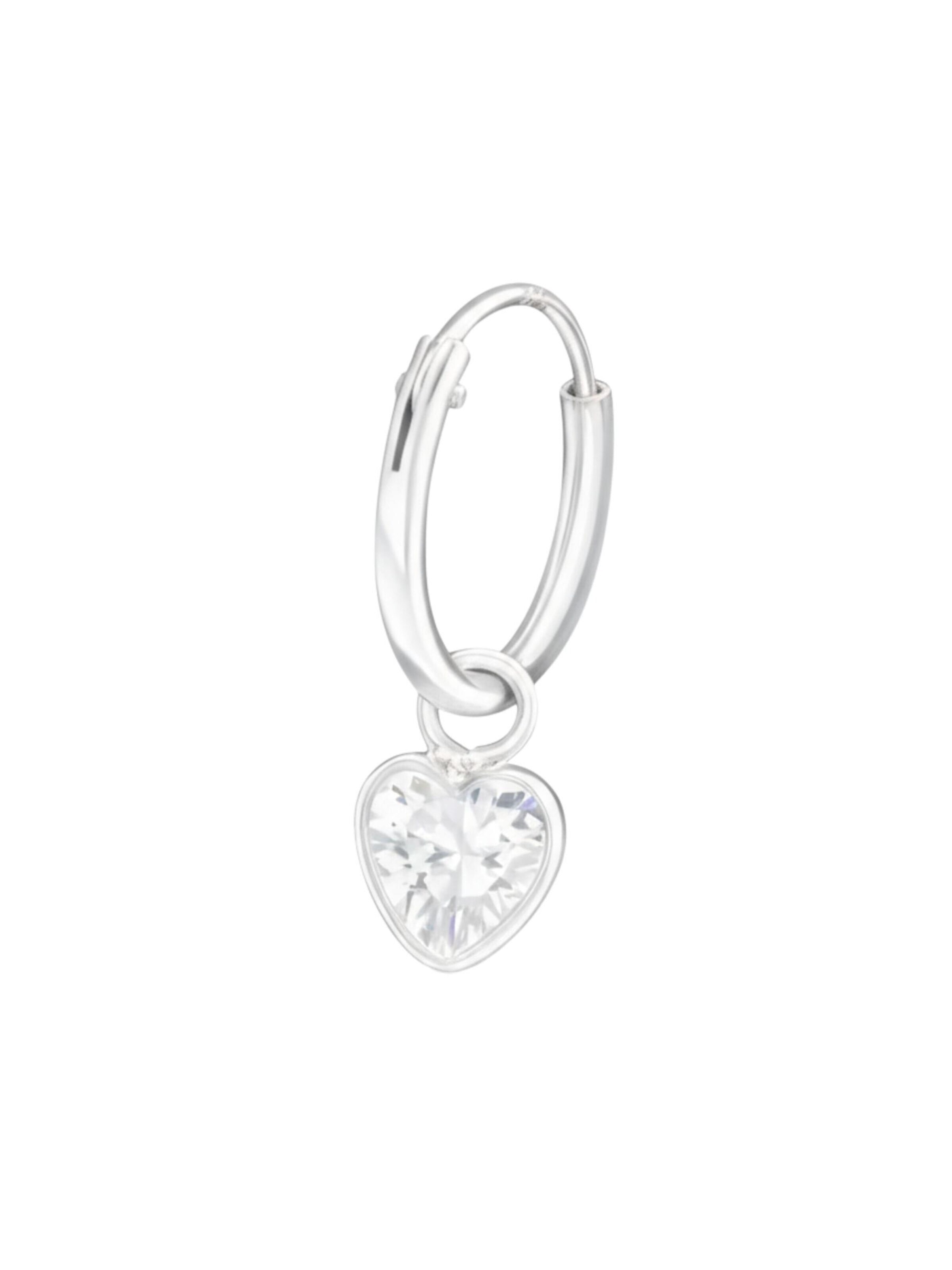 Boucles d'oreilles 'Silberne Creolen mit Hängendem Herz und Zirkonia' Maxte en argent