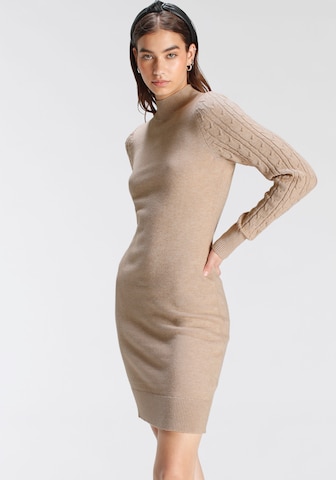 TAMARIS Knitted dress in Beige: front