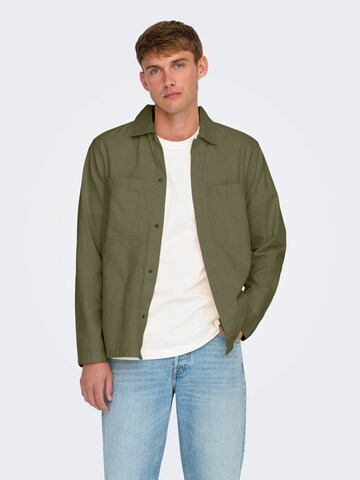 Only & Sons Comfort fit Between-season jacket 'ONSLEDGER' in Green: front