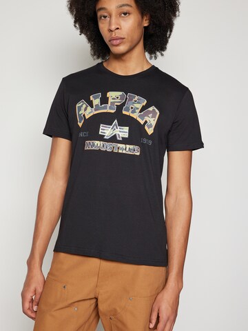 ALPHA INDUSTRIES Tričko 'College' - Čierna