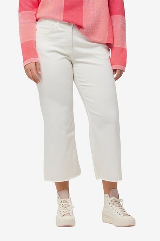 Ulla Popken Wide leg Jeans in Wit: voorkant