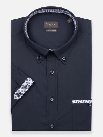 Slim fit Camicia business 'Iconic Poplin Stretch Man Shirt Short Sleeve Light Blue' di 7Camicie in blu
