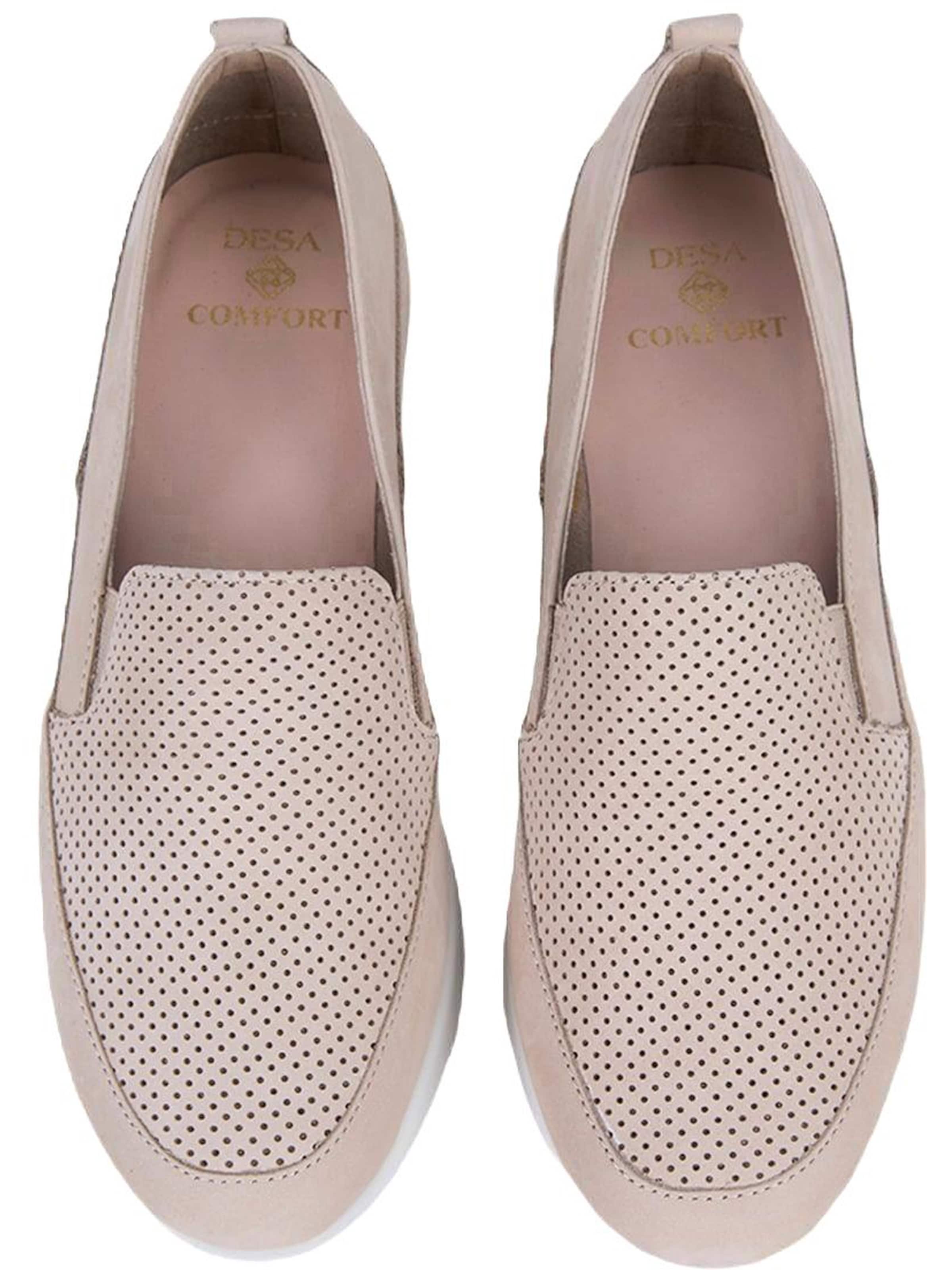 Desa - Zapatos bajos 'DESA Damen DesaComfort Perforierte Keilschuhe aus Leder' en beige