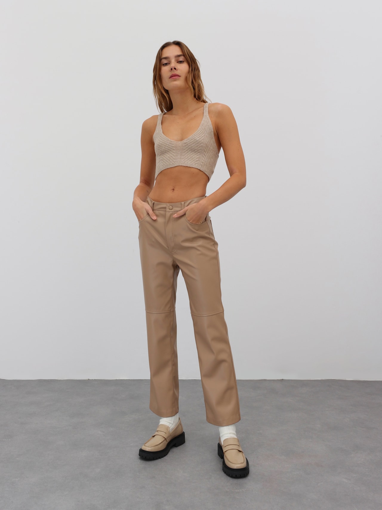 EDITED Gebreide top 'Silvia' Beige