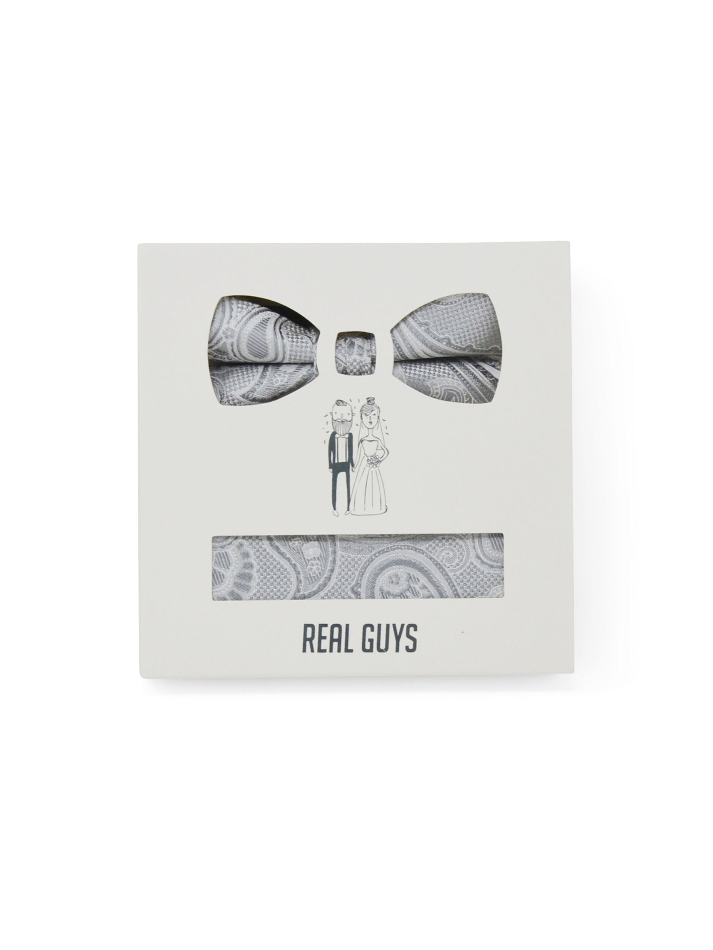 Real Guys Fliege-Set mit passendem Einstecktuch in Grau