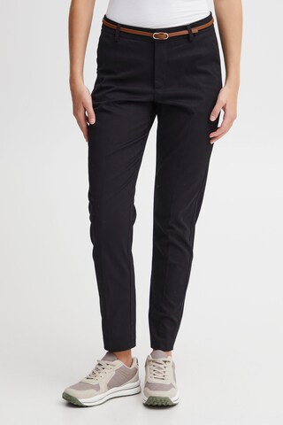 Oxmo Tapered Pleated Pants in Black: front