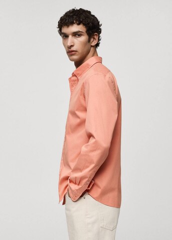 MANGO MAN Regular fit Button Up Shirt 'Pego' in Orange