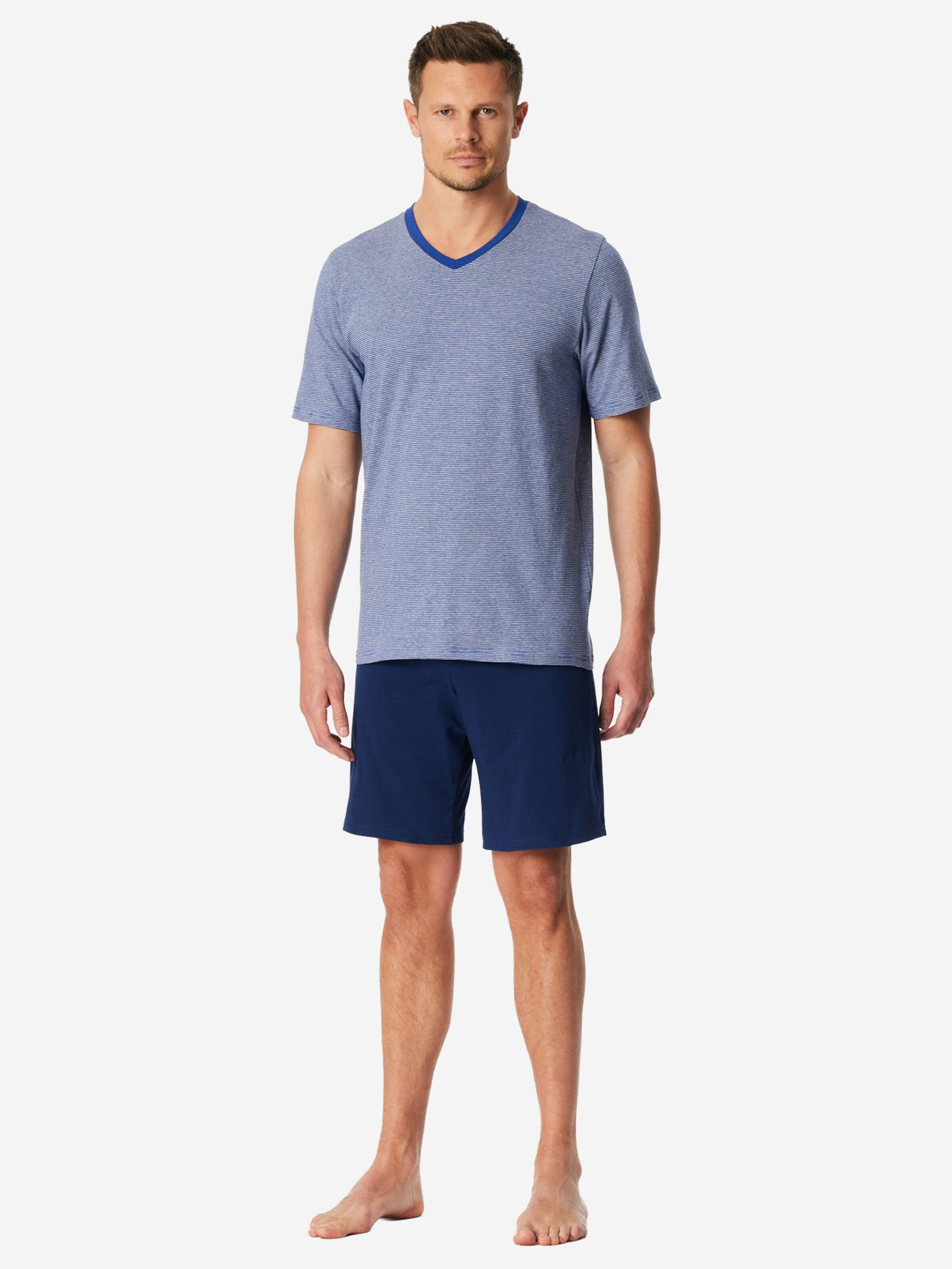 SCHIESSER Pyjama lang ' 95/5 ' in Blauw: voorkant