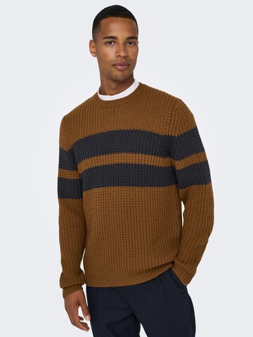 Only & Sons Sweater 'Sazlo' in Brown: front