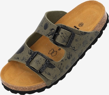 Palado Slippers 'Korfu B Print' in Green: front