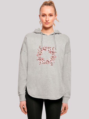 Sweat-shirt 'Rosa Frühlings Blumenkranz Dekor' F4NT4STIC en gris : devant