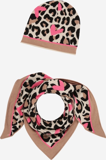 Zwillingsherz Bonnet en beige / rose / noir, Vue avec produit