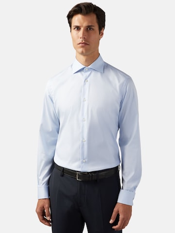 Coupe slim Chemise business Boggi Milano en bleu : devant