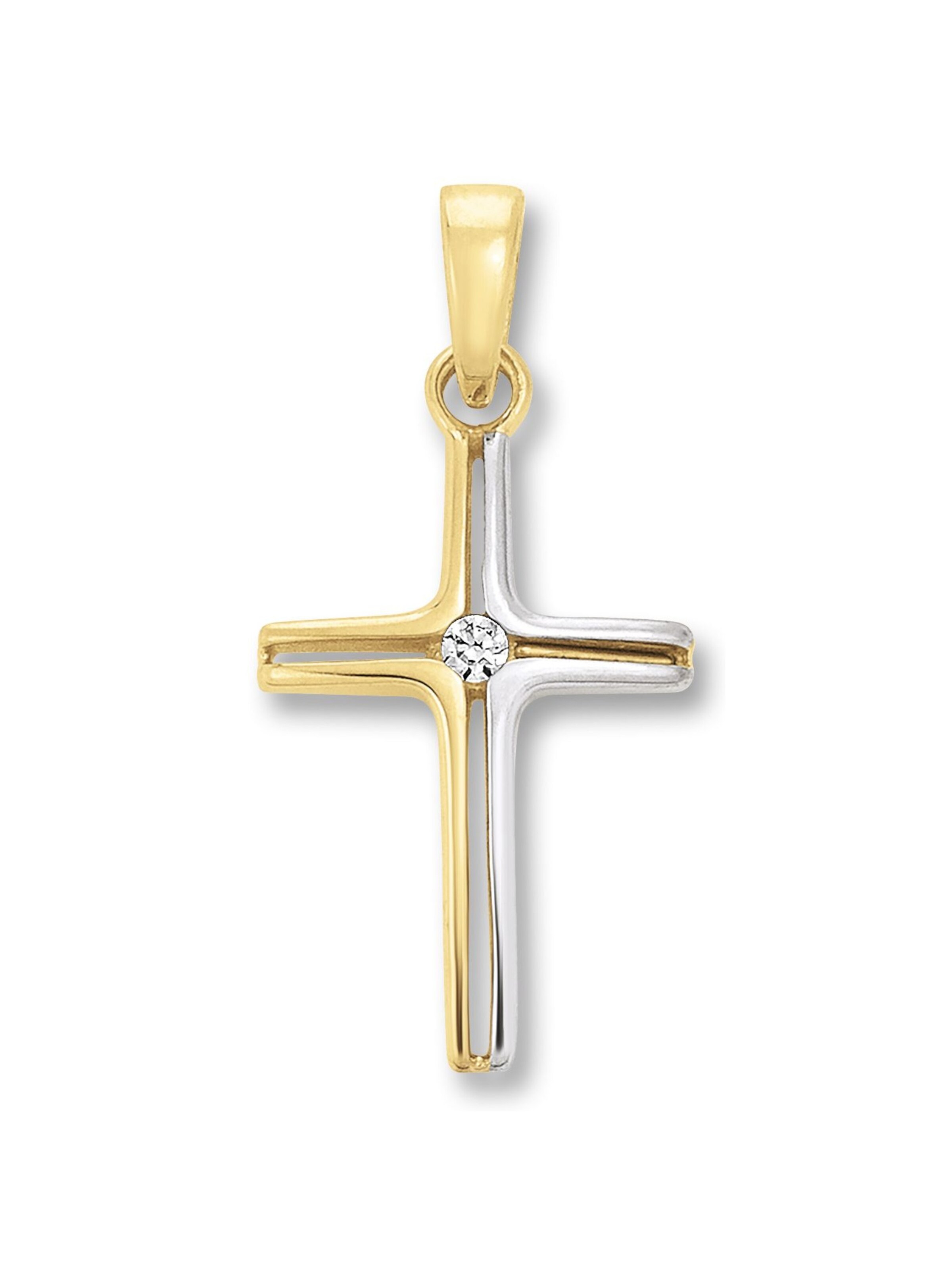ONE ELEMENT Anhänger 'Kreuz' in Gold: Vorderseite