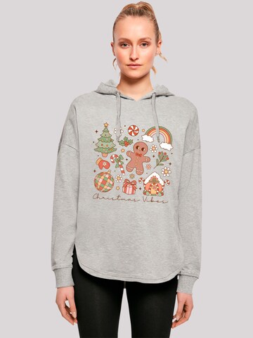 Sweat-shirt 'Christmas Vibes Cozy Cute Winter' F4NT4STIC en gris : devant