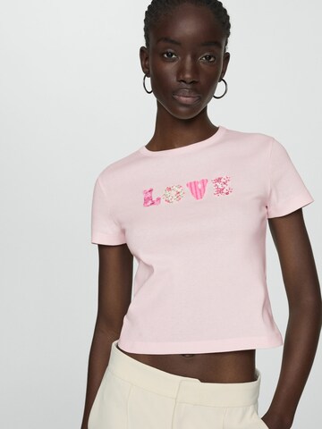 MANGO Koszulka 'AMOR' w kolorze różowy