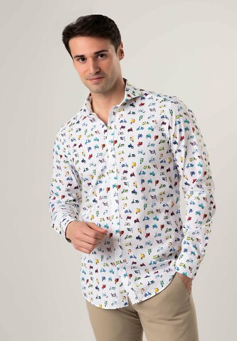 Black Label Shirt Regular Fit Businesshemd 'PRINT' in Weiß