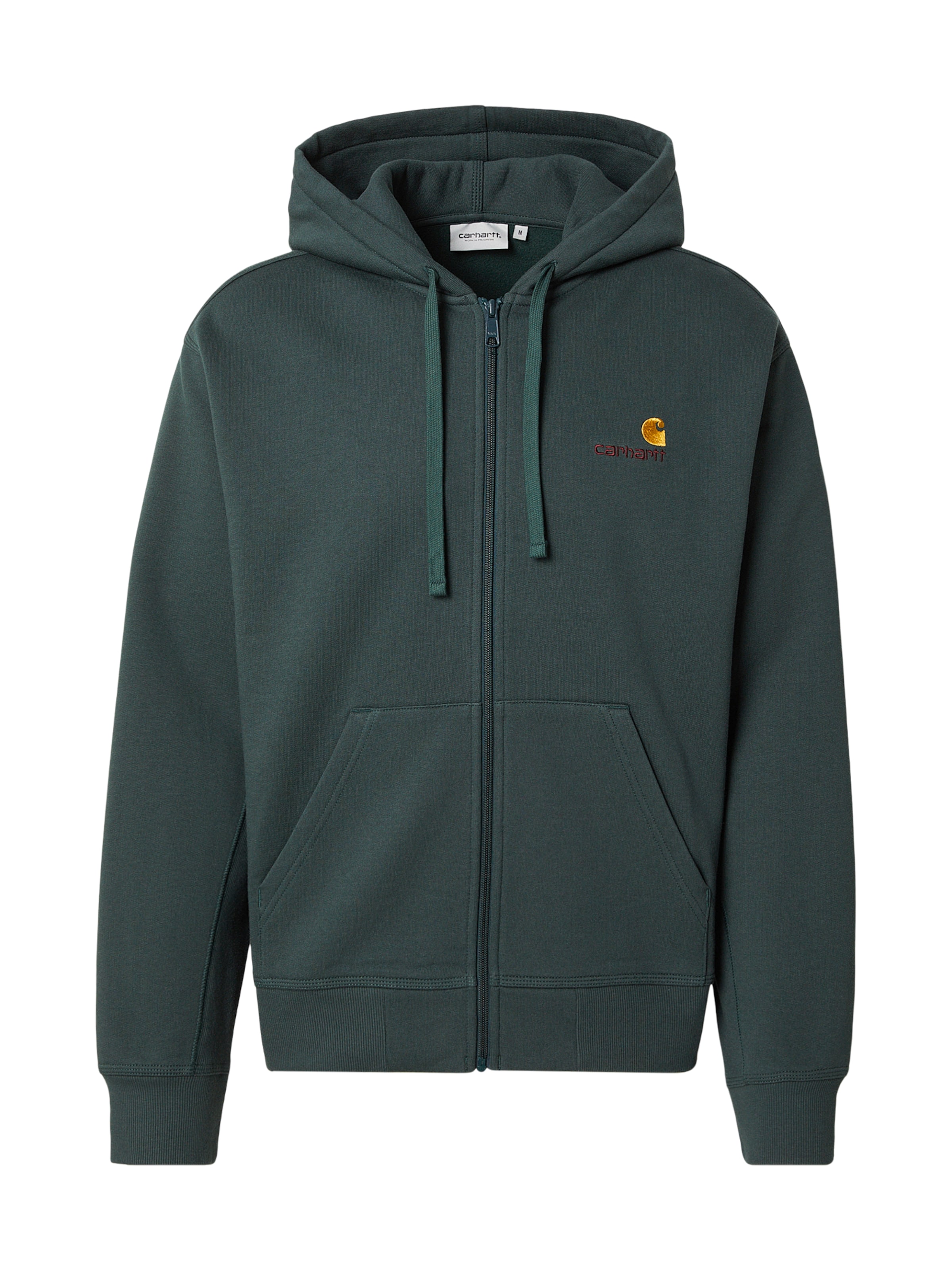 Carhartt WIP - Sudadera con cremallera 'American Script' en verde: frente