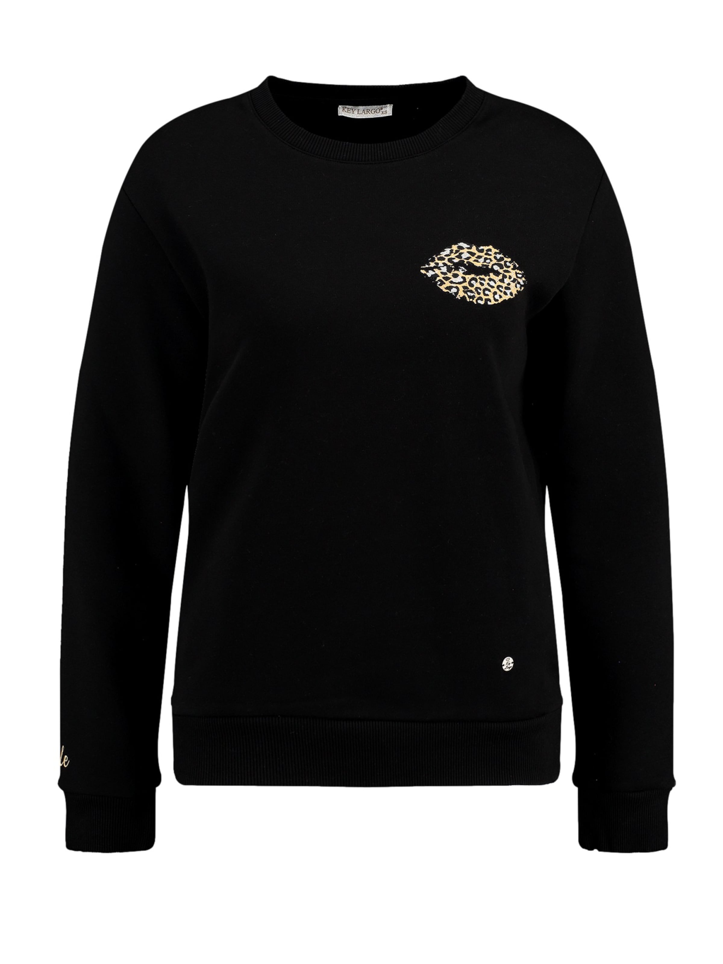 Key Largo Sweatshirt 'KISS' in Zwart: voorkant