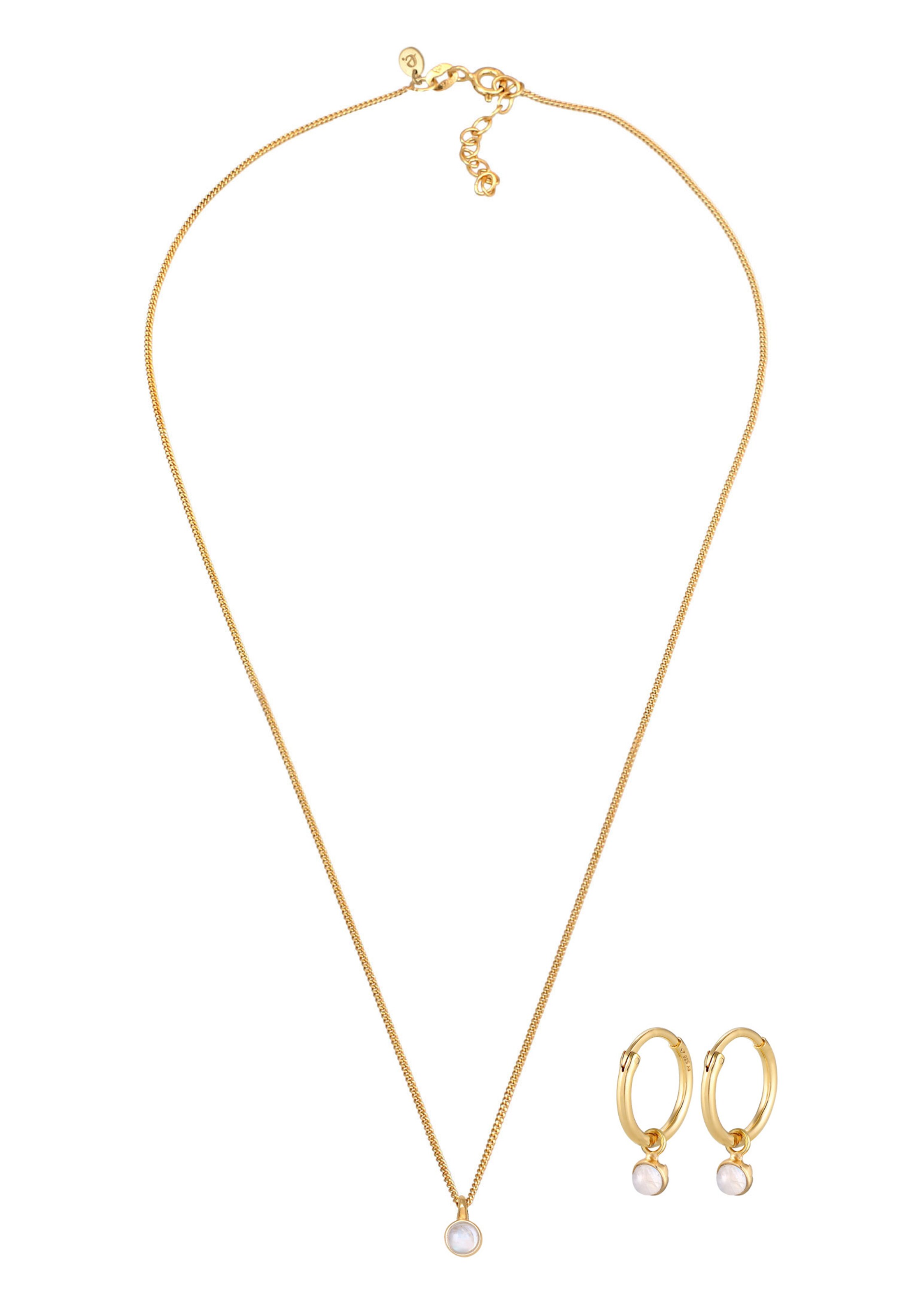 ELLI PREMIUM - Conjunto de joyería 'Mondstein' en oro: frente