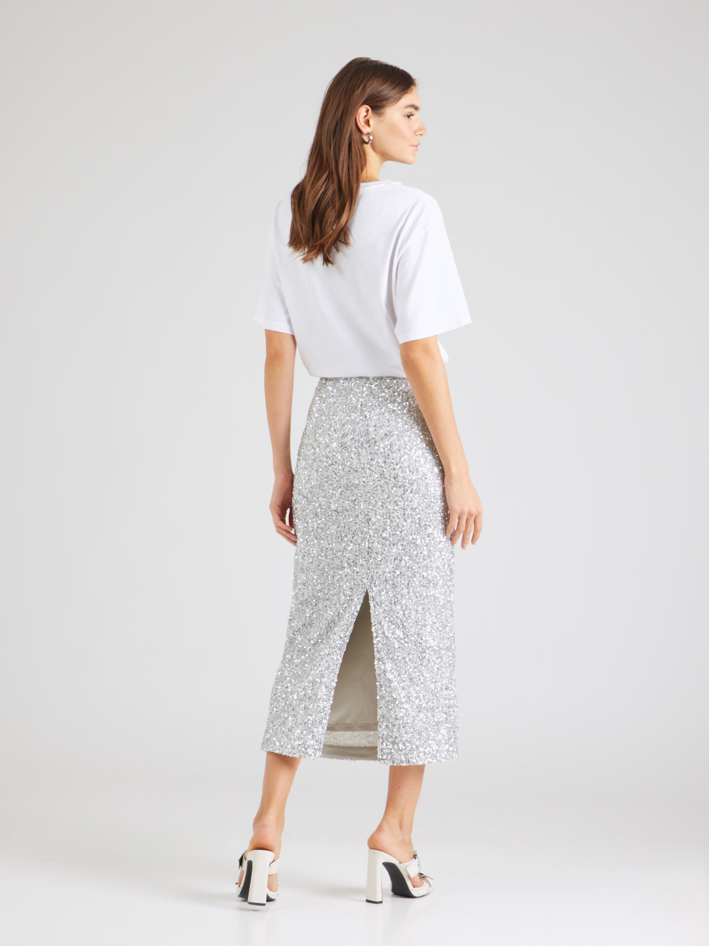 SECOND FEMALE Skirt 'Shimma' in Silver ABOUT YOU