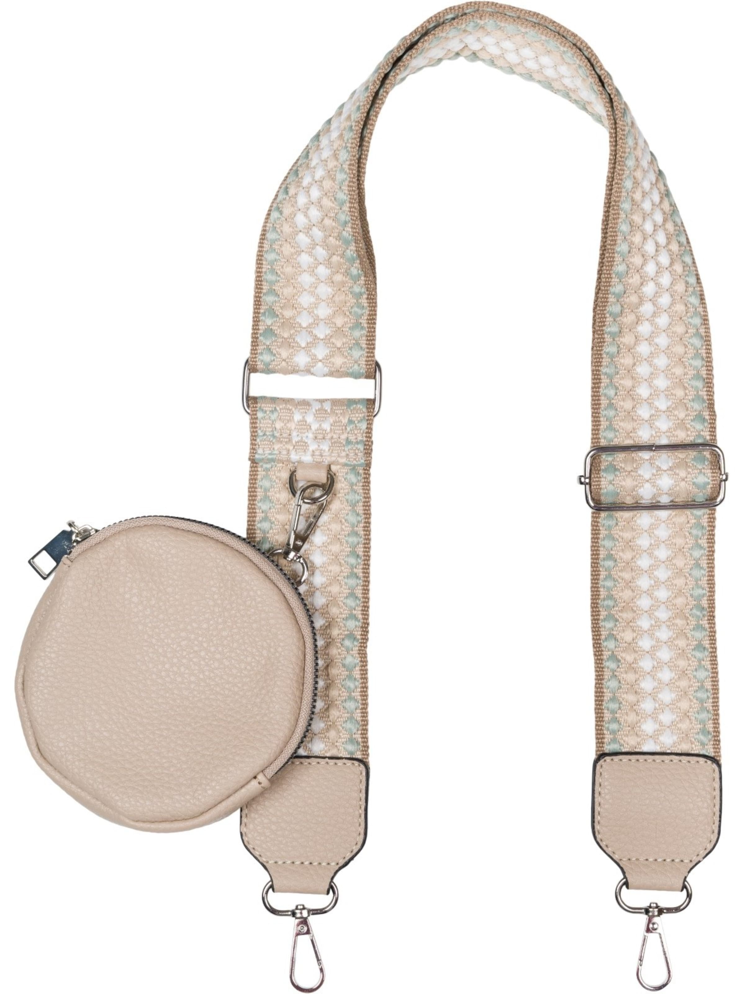 styleBREAKER Bag accessories 'Breiter Wechsel Taschengurt Pünktchen mit Börse' in Grey: front