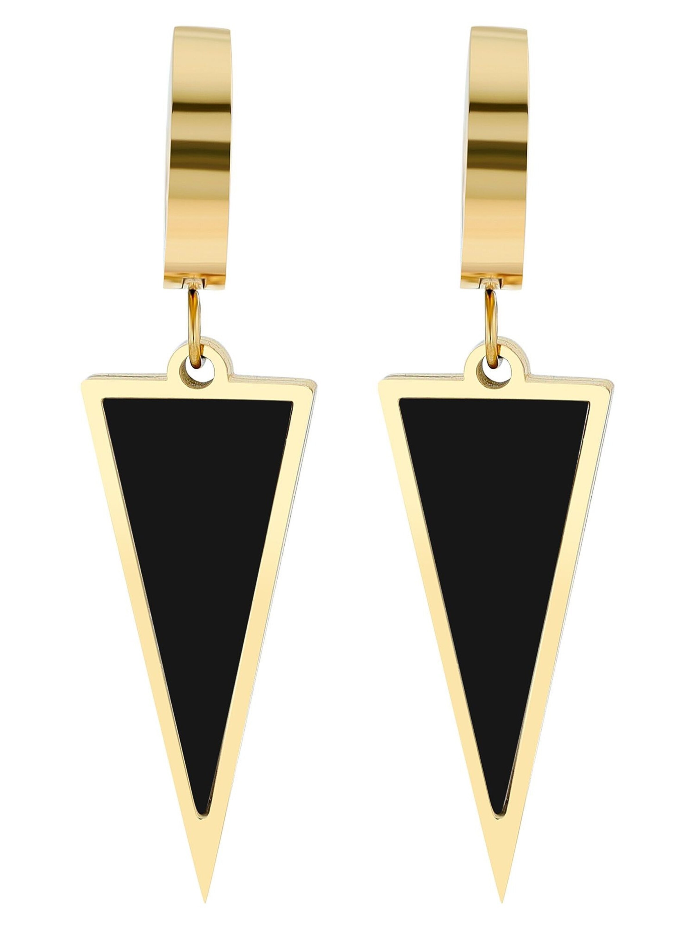 Akzent Earrings 'aus Edelstahl mit dreieckigem Anhänger' in Gold: front