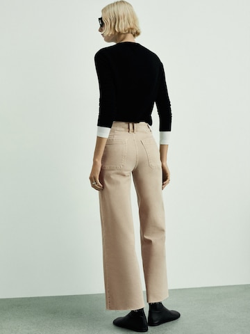 MANGO Wide Leg Farkut 'CATHERIN' värissä beige