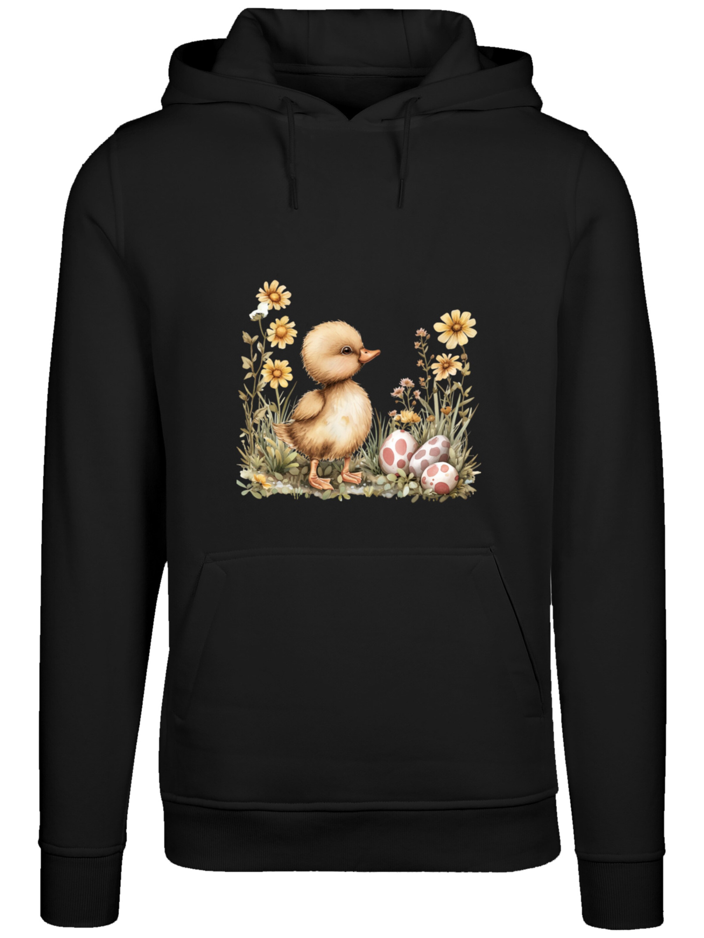 F4NT4STIC Sweatshirt 'Niedliche Enten Ostereier' in Black: front