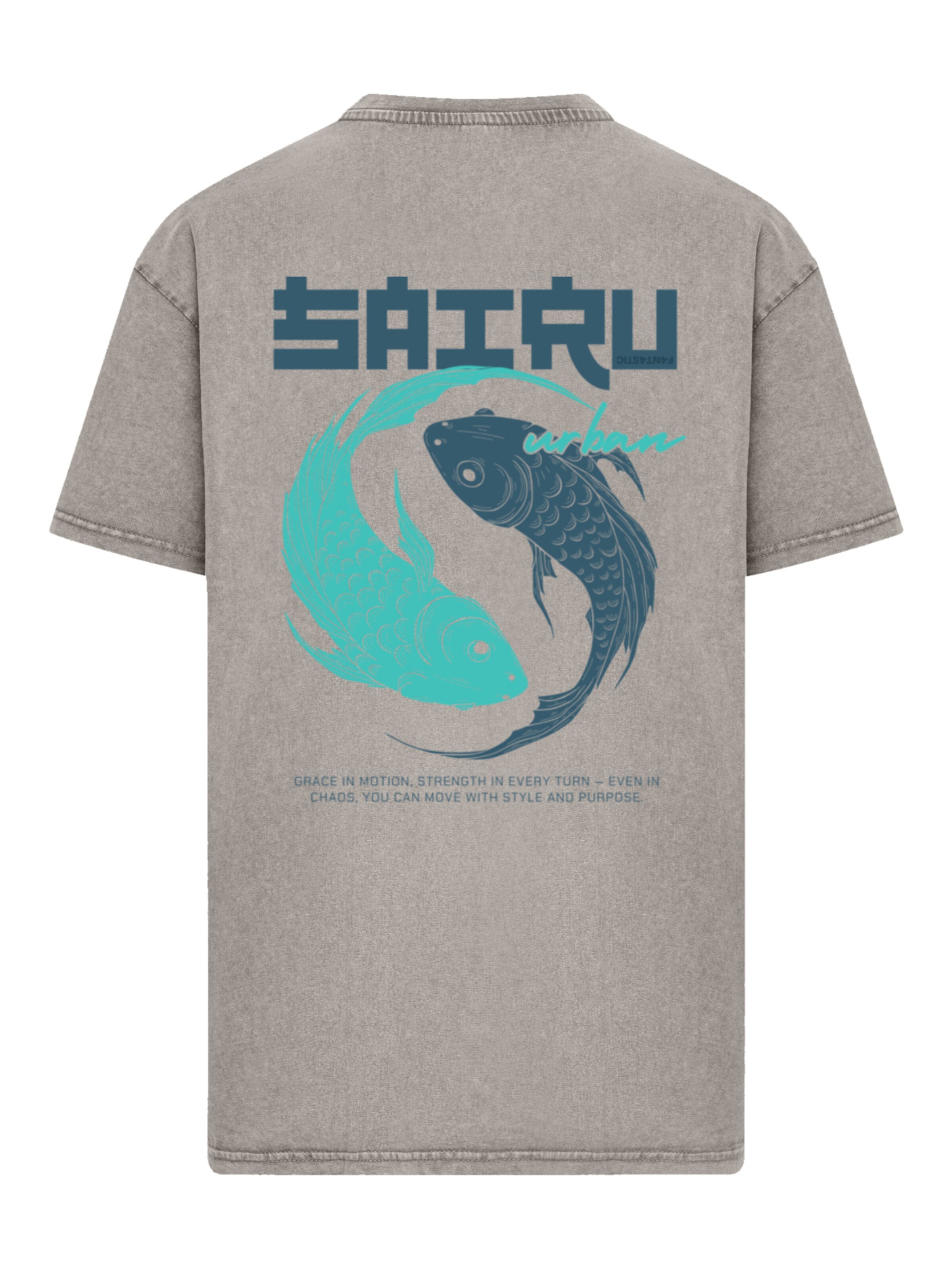 F4NT4STIC Shirt 'Koi Fish Japan Streetstyle' in Grey