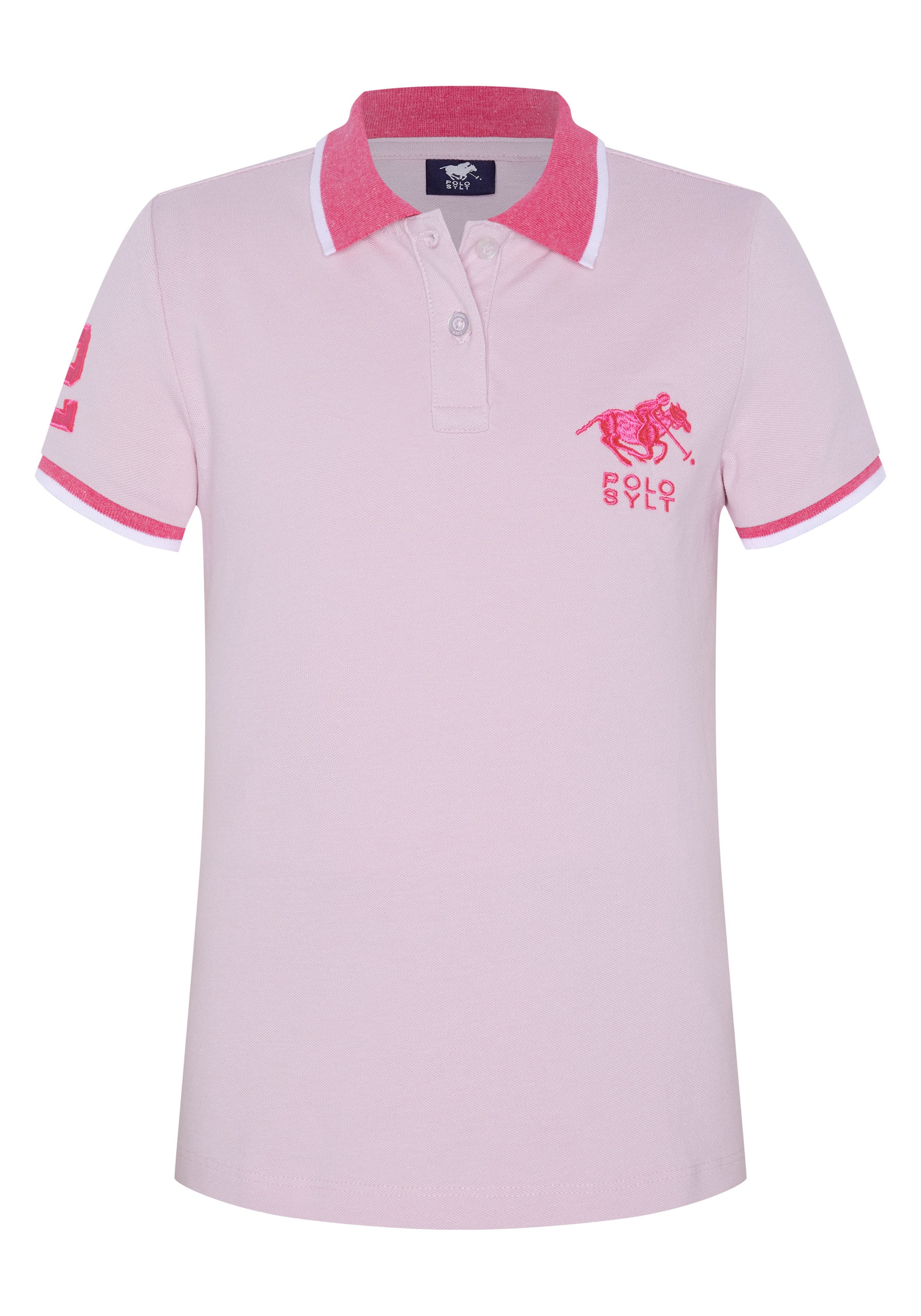 Polo Sylt Shirt in Magenta / Pastel pink / White, Item view