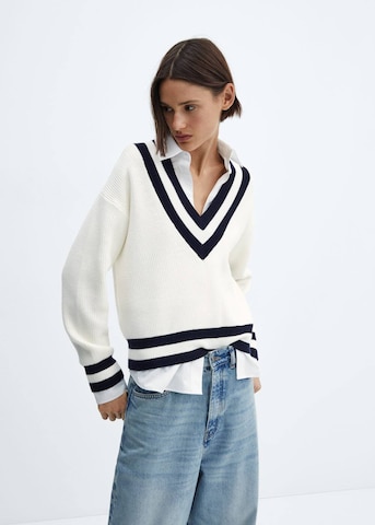 MANGO Sweater 'League' in White: front