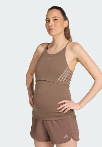 T-shirt fonctionnel ADIDAS PERFORMANCE en marron : devant