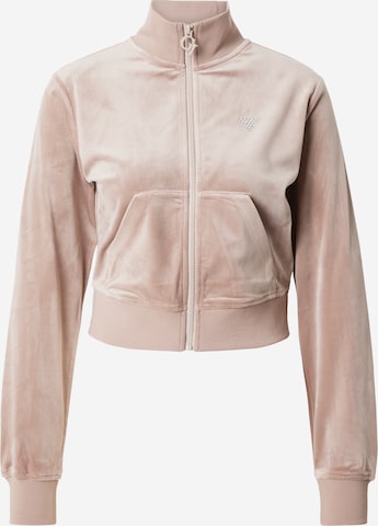 GUESS Athletic Zip-Up Hoodie 'Couture' in Pink: front