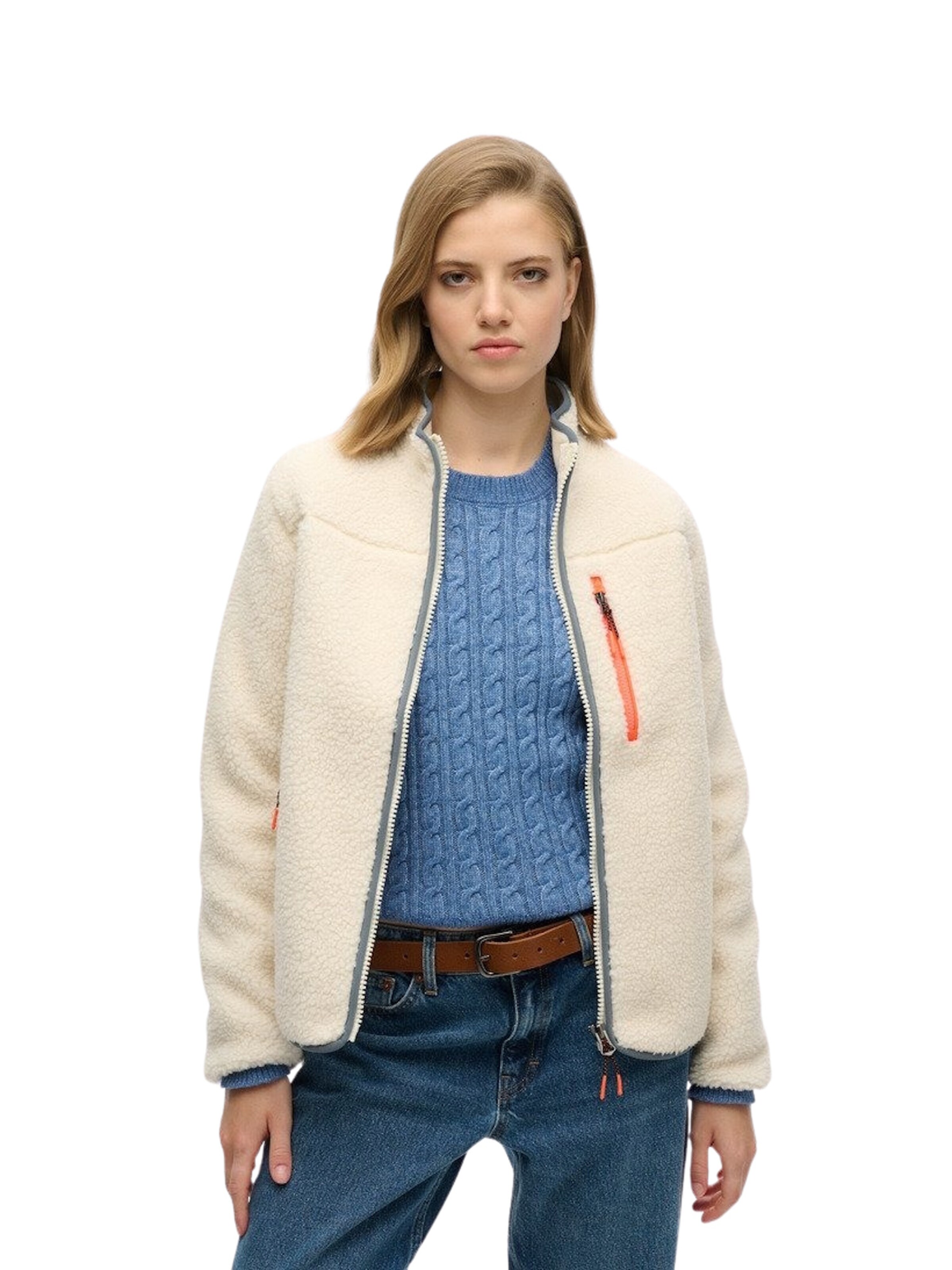 Veste en polaire Superdry en beige : devant