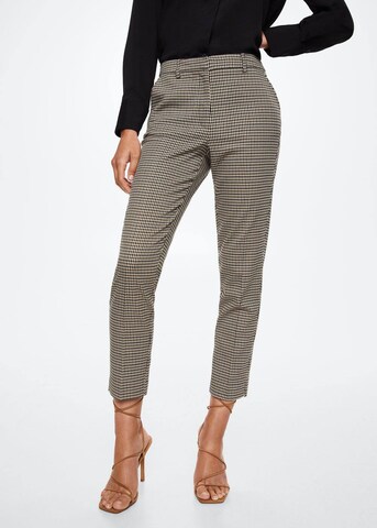 MANGO Slim fit Pleated Pants 'Warm' in Brown: front