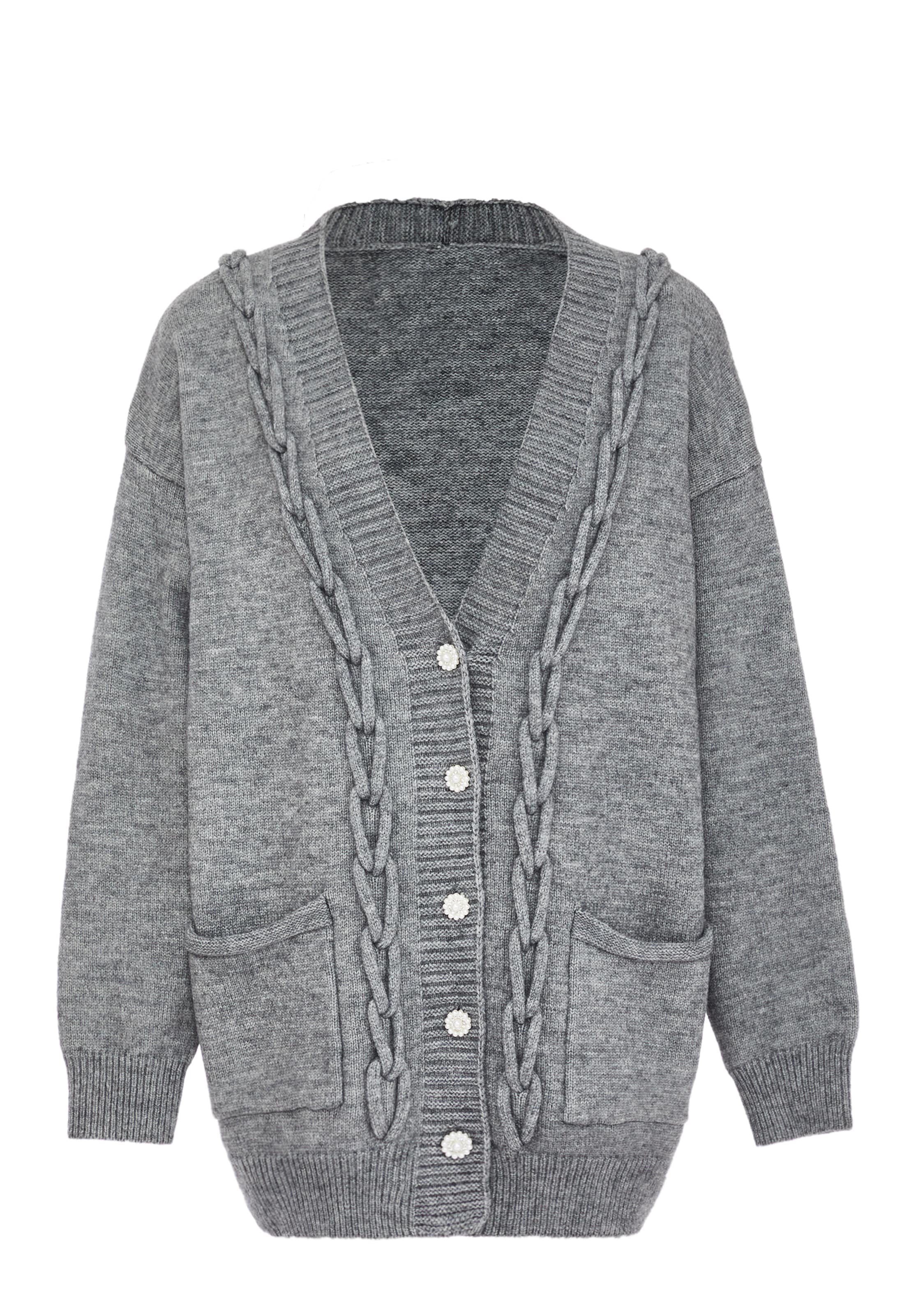 caissa Knit cardigan in Grey: front