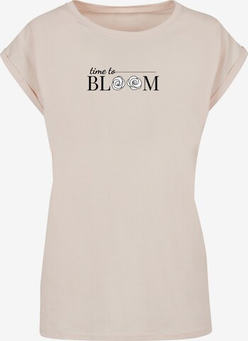 T-shirt 'Time To Bloom' Merchcode en beige : devant