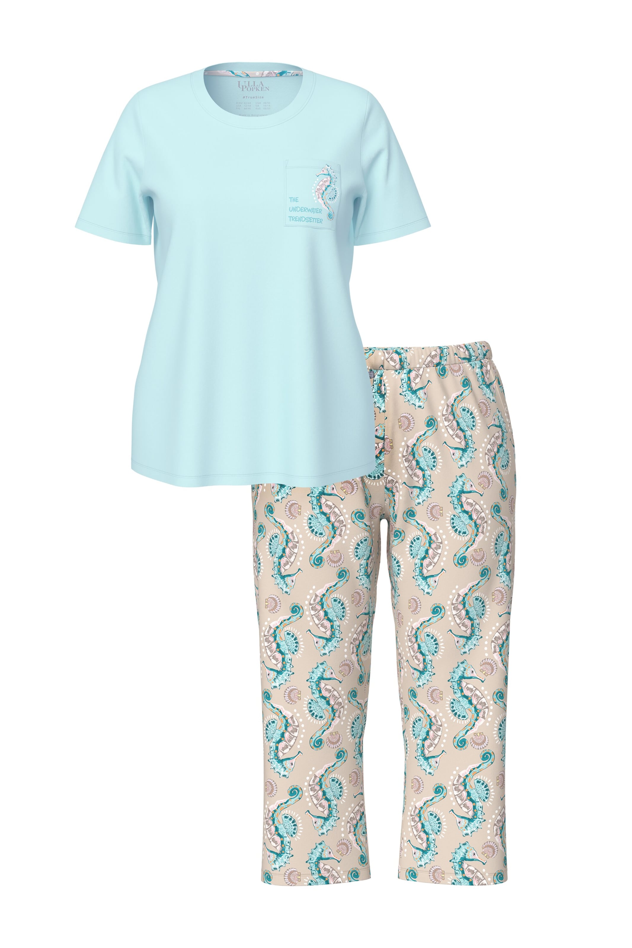 Ulla Popken Pyjama in Blauw: voorkant