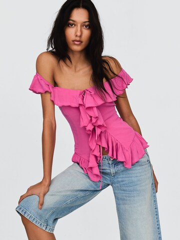 BershkaBluza - roza boja: prednji dio