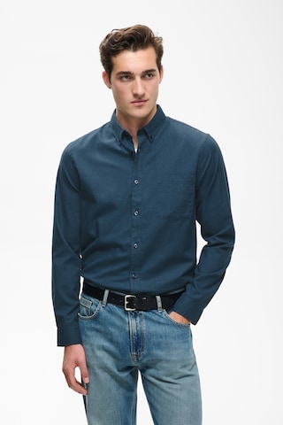Matinique Slim fit Button Up Shirt in Blue: front