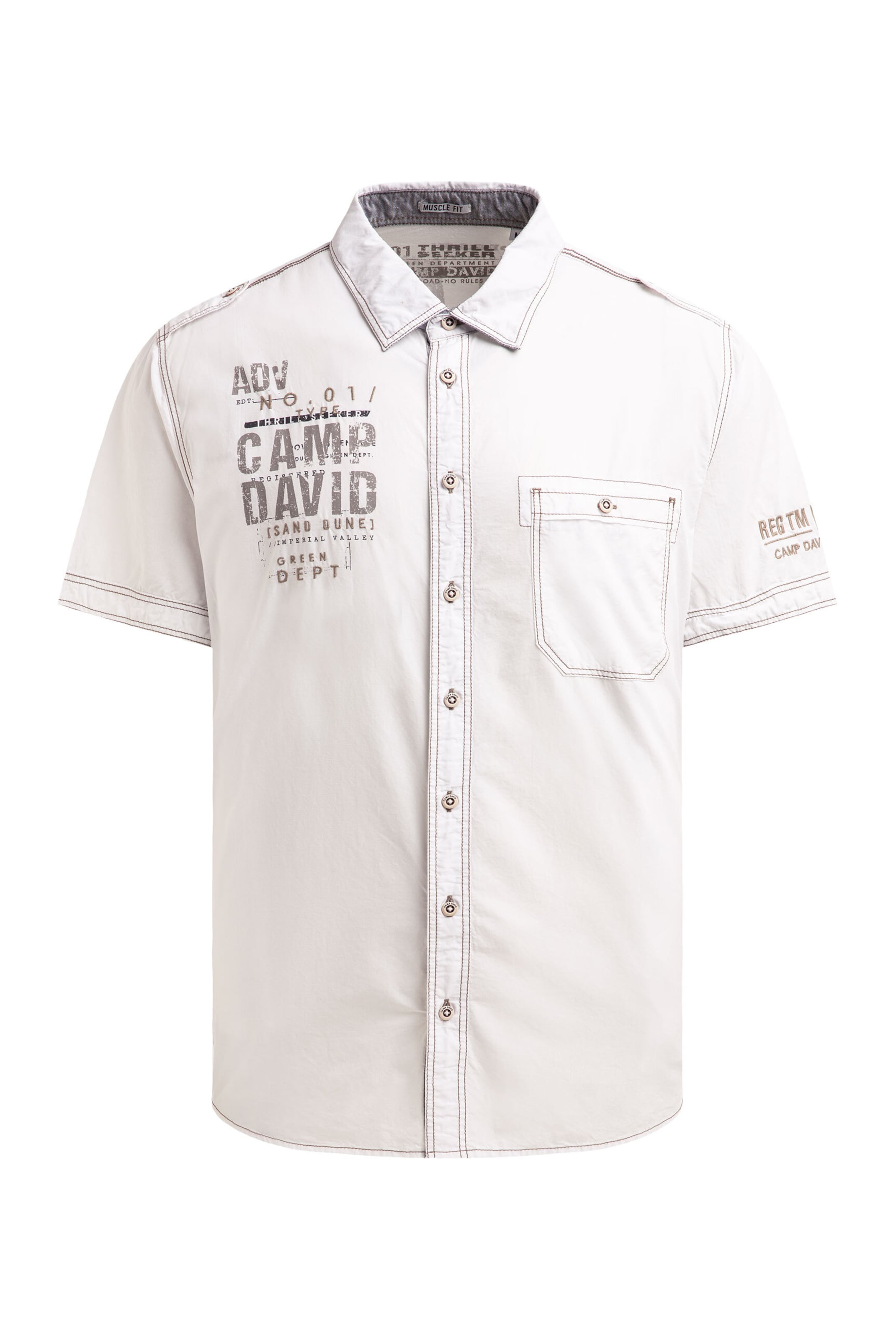 CAMP DAVID Slim fit Button Up Shirt in Beige: front