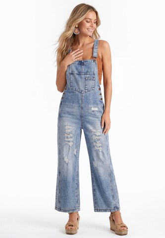 Loosefit Salopette en jean IZIA en bleu : devant