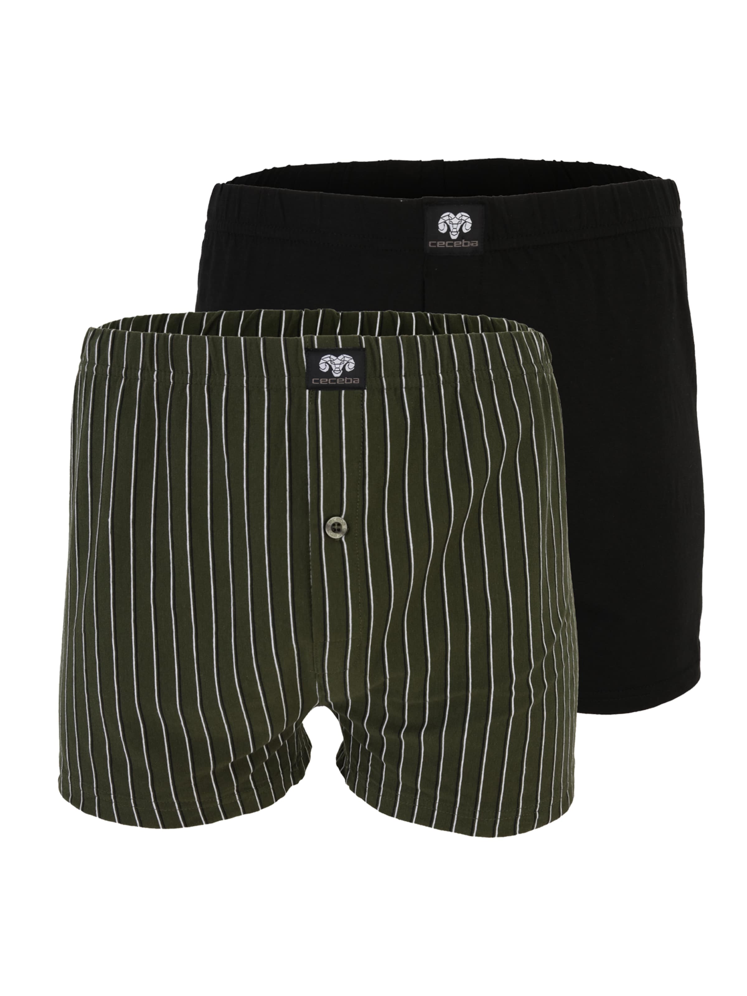 Boxer trumpikės iš CECEBA, spalva – tamsiai žalia / juoda / balta, Prekių apžvalga