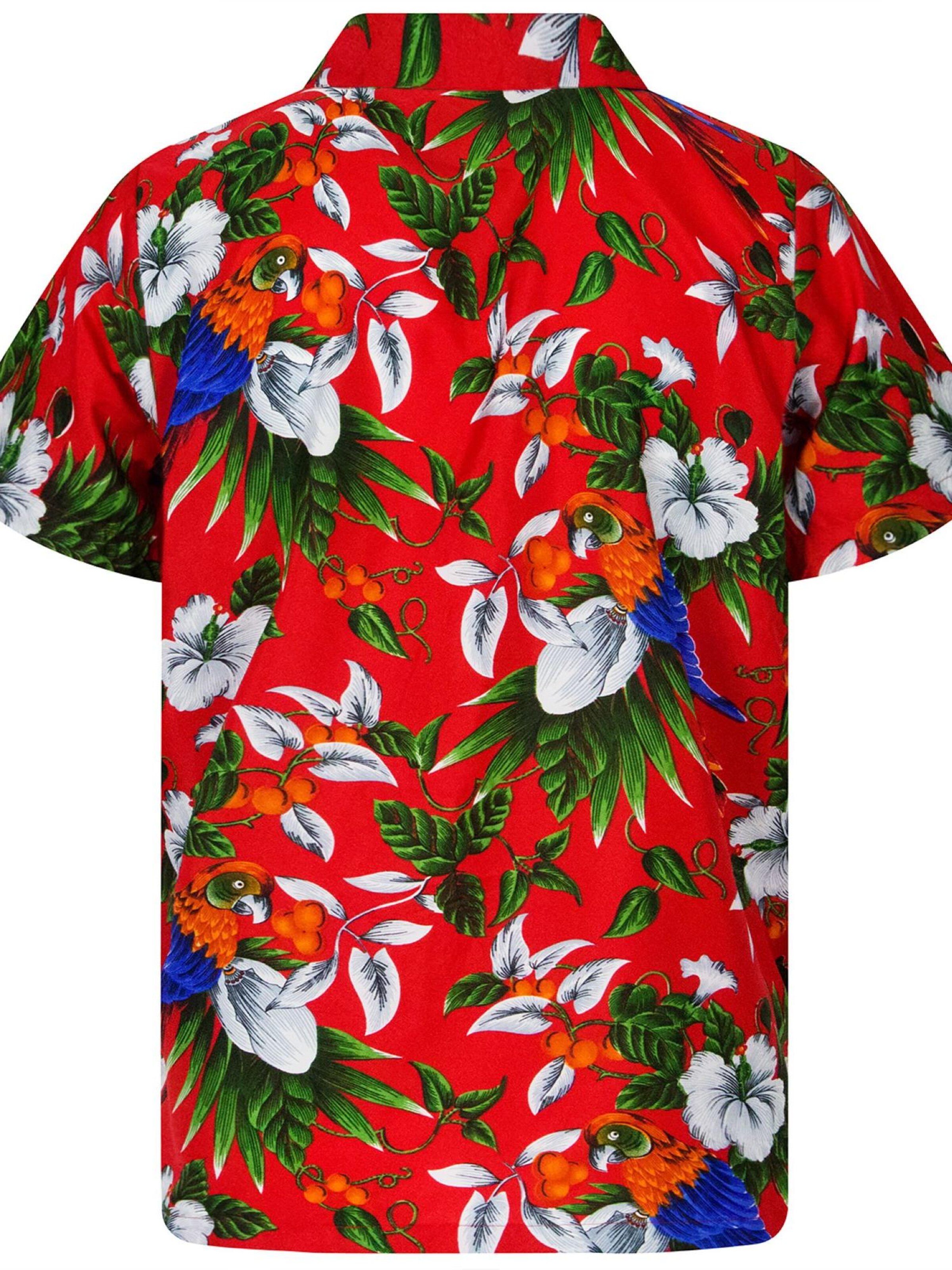King Kameha Regular fit Button Up Shirt 'Cherryparrot' in Red