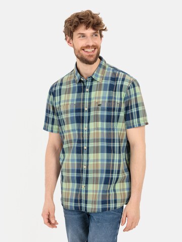 CAMEL ACTIVE Regular Fit Kurzarm Hemd aus reiner Baumwolle in Grün