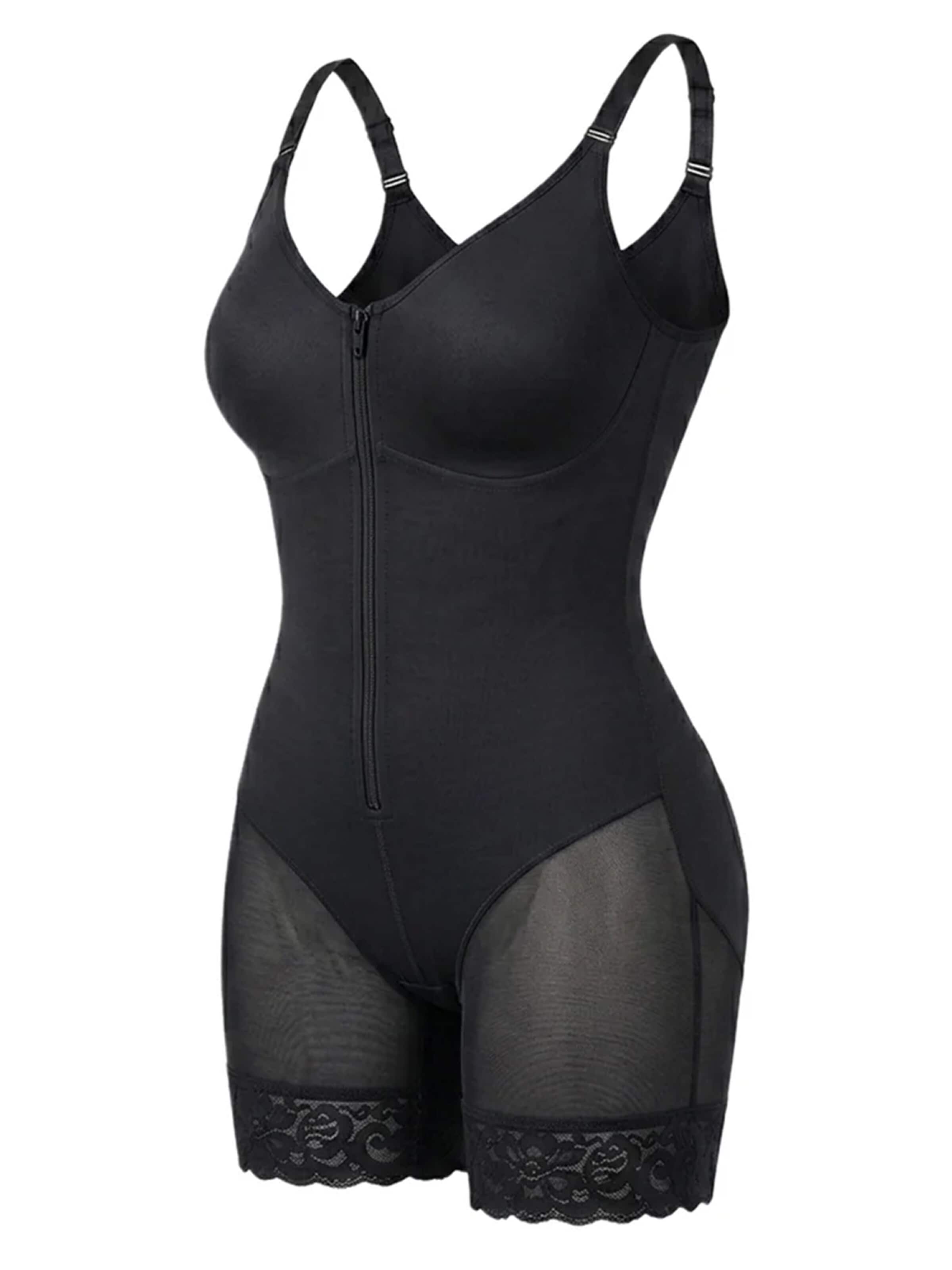 Shapetape Shapingbody 'Corrigerende Bodysuit met Rits en Pijpjes' in Zwart